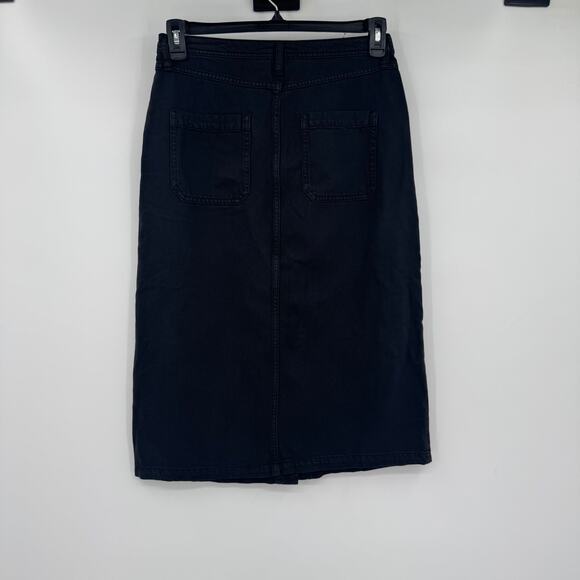 Treasure & Bond Womens Button Up Twill Midi Jean Skirt Dark Blue Wash Cotton 27 - Picture 5 of 10